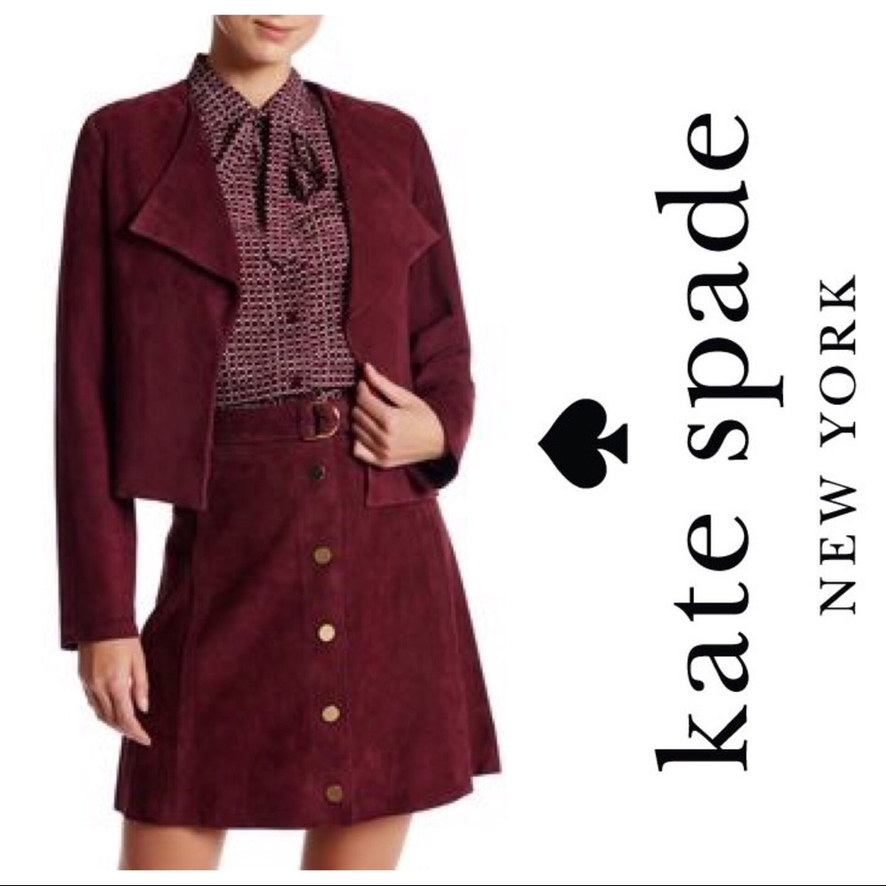Kate Spade Burgundy Suede Jacket Medium New! - Picture 3 of 8